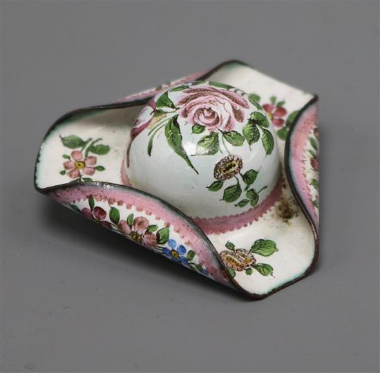 A French enamel on copper tricorn hat patch box